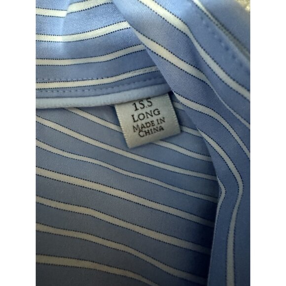 Peter Millar Dress Shirt Men’s 15.5L Blue White Stripe Long Sleeve Button Front - Picture 3 of 6
